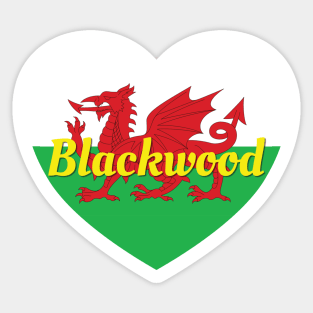 Blackwood Wales UK Wales Flag Heart Sticker